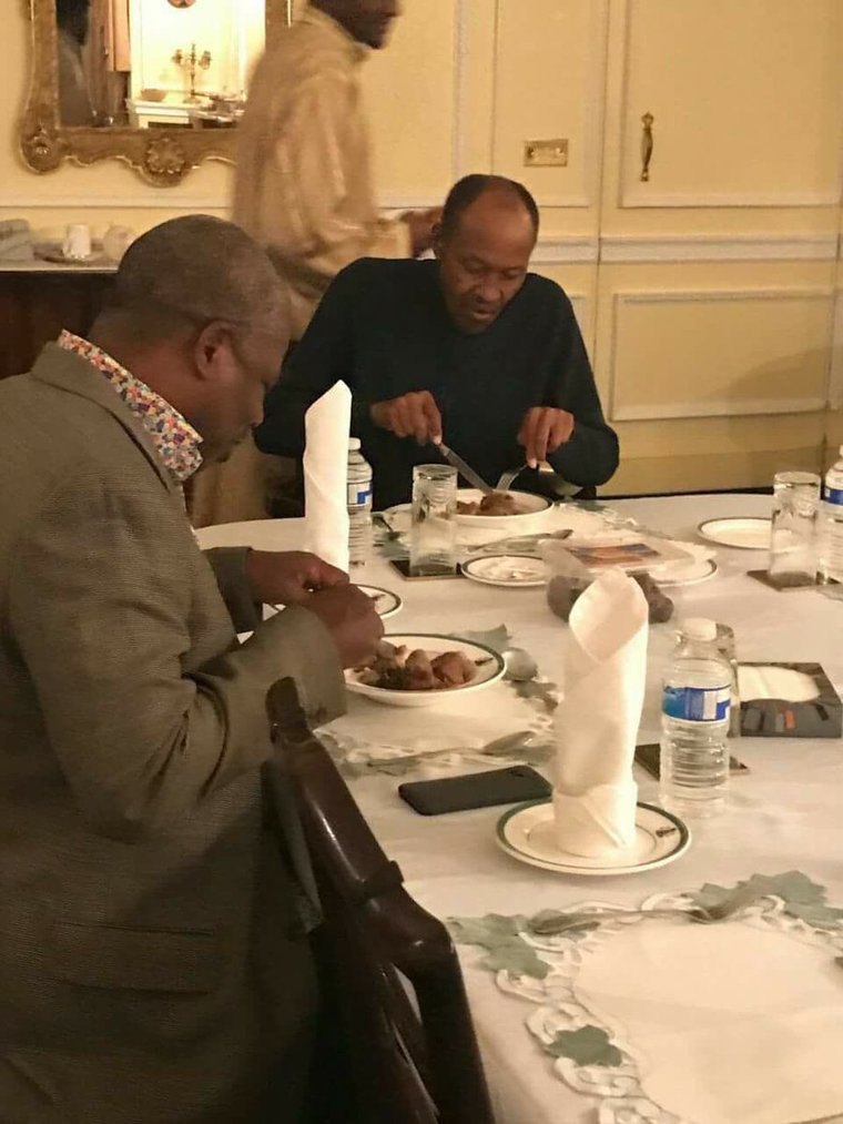 buhari in london with amosun taking breakfast
